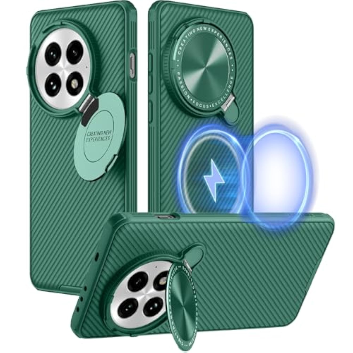 For Oneplus 13 Case Magnetic, [Compatible With Magsafe] Wireless Charging Oneplus 13 Case With Metal Kickstand & Camera Cover, Slim Protective Magsafe Phone Case Cover For One Plus 13, Green