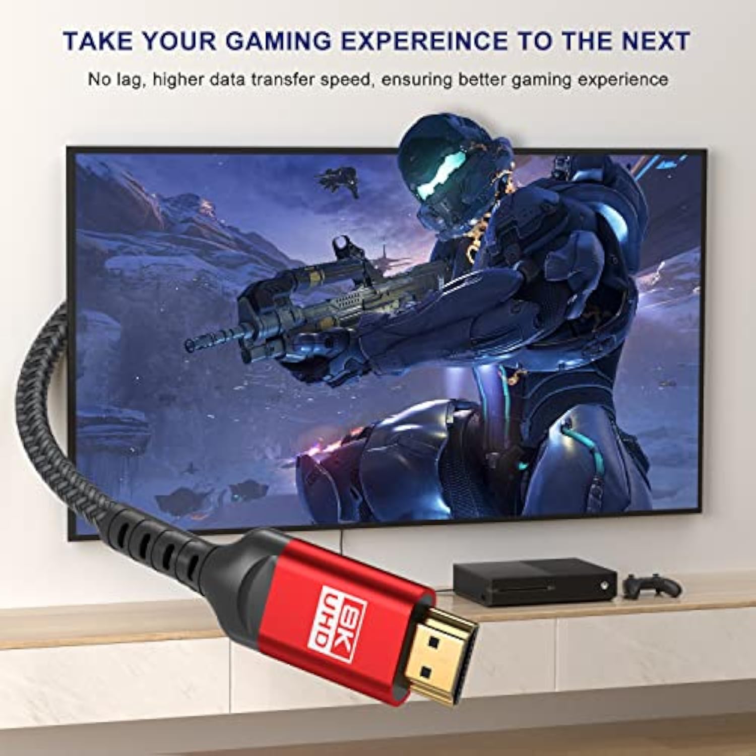 8K Hdmi Cable, Ultra 48Gbps High Speed 2 Ft Hdmi Cable, 2 Foot Hdmi Cable -4K@