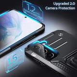 Galaxy S21 Phone Case with Stand, Military Grade Impact Resistant, 360° Rotatable Metal Ring Kickstand, Shockproof Protective Cover for Samsung Galaxy S21, Black