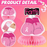 12 Pcs Breast Cancer Awareness Decorations, Pink Ribbon Centerpiece