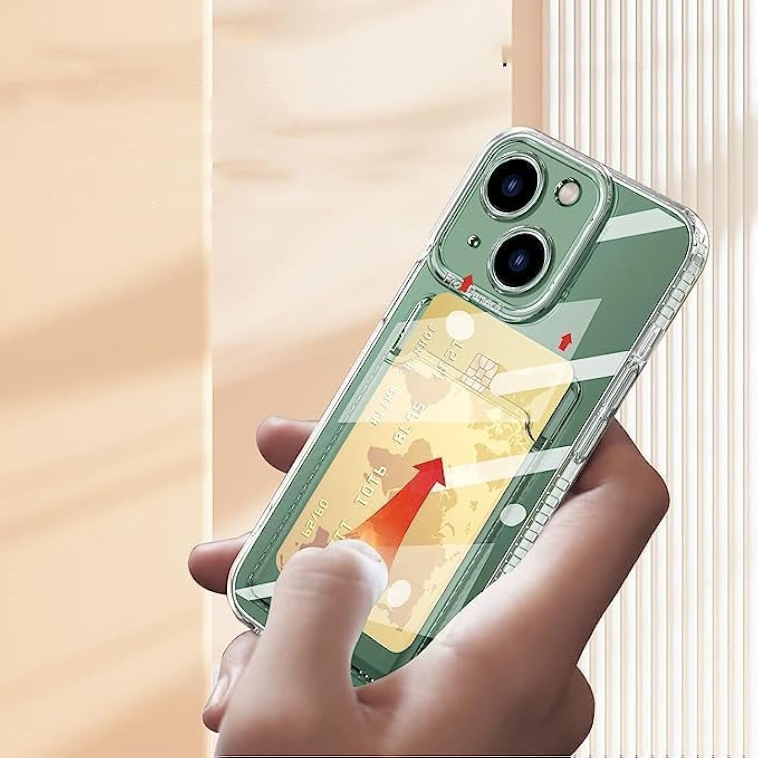 Clear Card Slot Case for iPhone 16e/iPhone 17e with Card Holder and Shockproof Protection