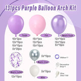 Purple Balloons Garland Arch Kit,131Pcs Pink Purple Confetti Balloons With Silver Ballons For For Girl Baby Shower Birthday Wedding Anniversary Party Decorations