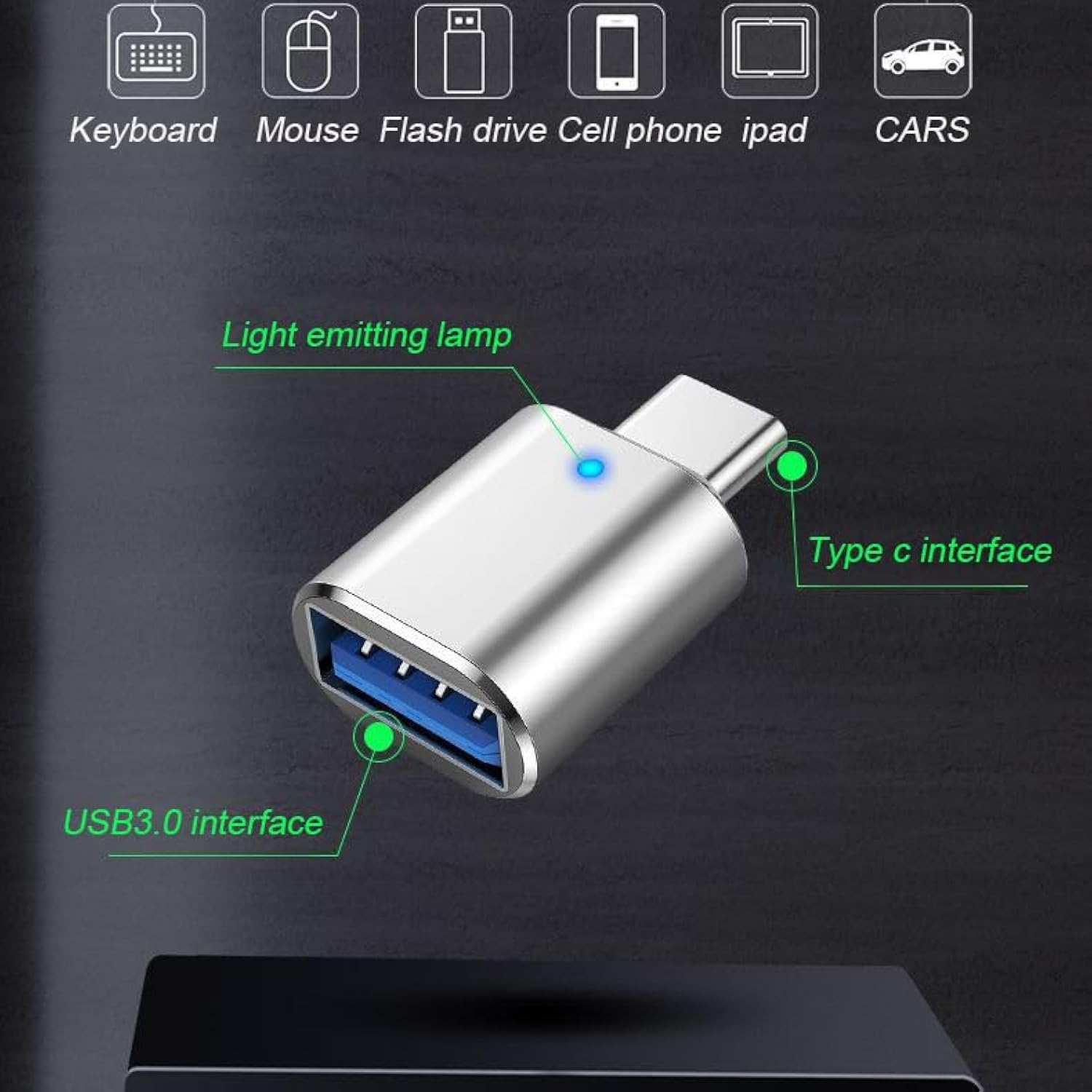 2*Usb C Male To Usb 3.0 Female Converter Adapter & 2*Usb 2.0 Male To Usb C Female Otg Adapter For Charging And Data Transmission (4 Pack) - Silver