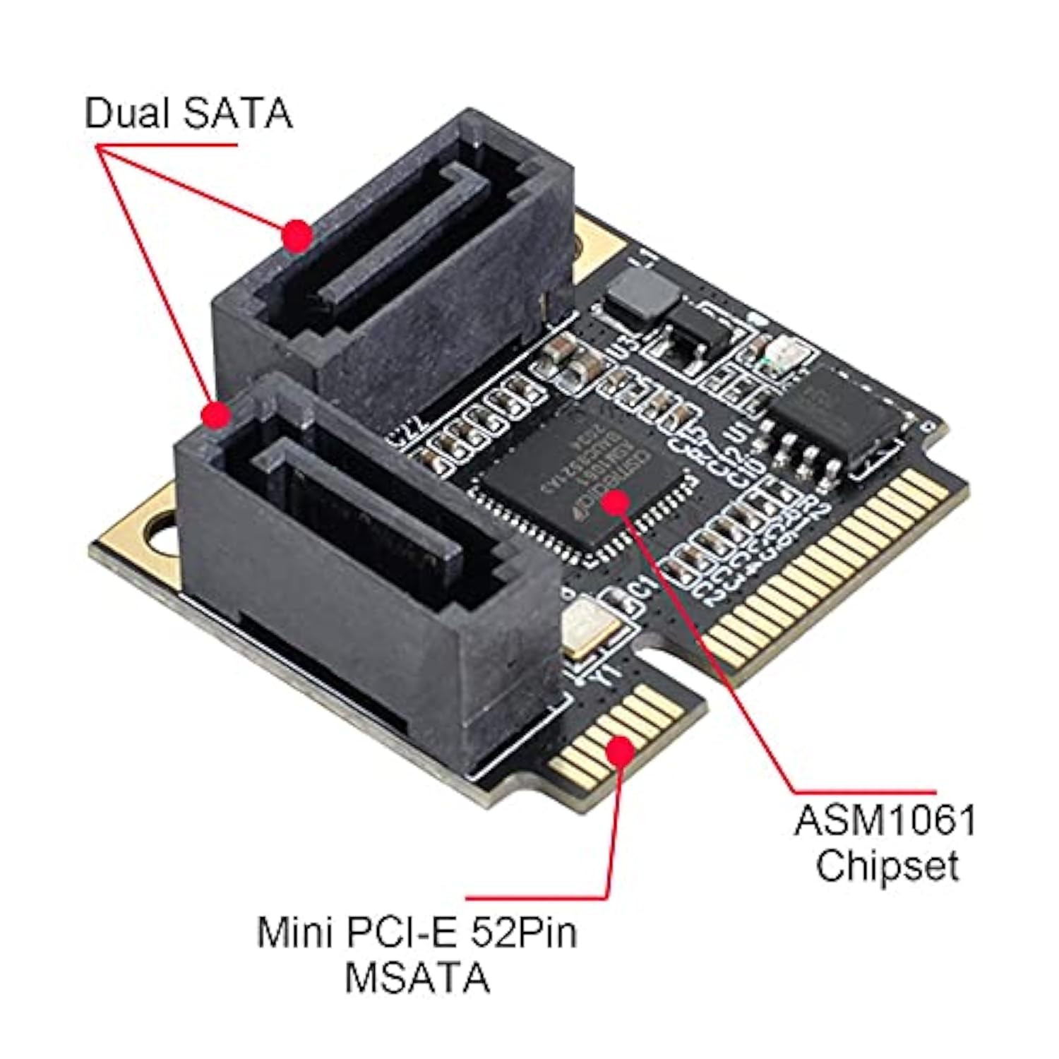 Xiwai Mini PCI-E PCI Express to SATA 3.0 Dual Ports Adapter Converter Hard Dri