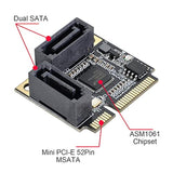 Xiwai Mini PCI-E PCI Express to SATA 3.0 Dual Ports Adapter Converter Hard Dri