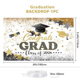 71x43 Inch Graduation Backdrop Black Gold Congrats Grad Class of 2026 Decorations Congratulations Graduates Photography Background Large Graduation Party Decorations Banner Photo Booth Props