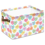 Valentine'S Day Storage Basket With Handles Conversation Heart Cube Storage Bin Foldable Fabric Storage Container Box For Home Office Dorm Closet Shelf Toy Storage