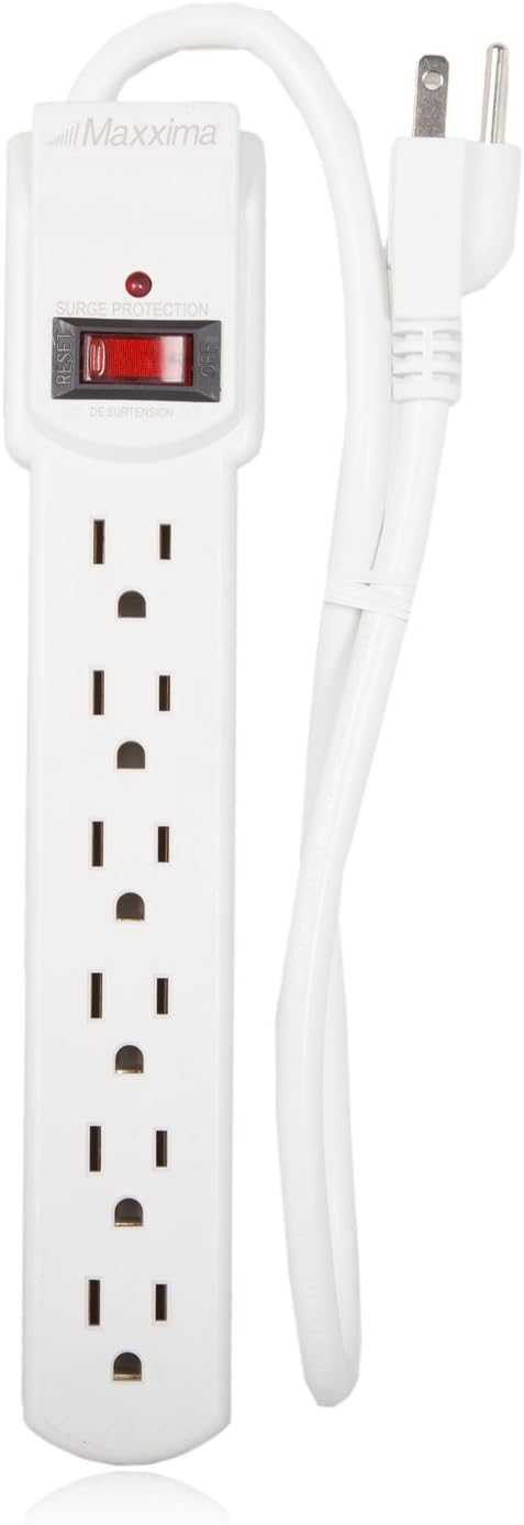 6 Outlet Surge Protector Power Strip 4 Pack 300 Joules with On Off Switch for Home Office