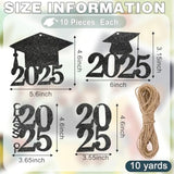 40pc Glitter 2025 Graduation Cutouts Caps Confetti Party Decorations Black