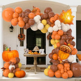 Pumpkin Fall Balloon Arch Kit with Orange Brown White Balloons for Thanksgiving Party