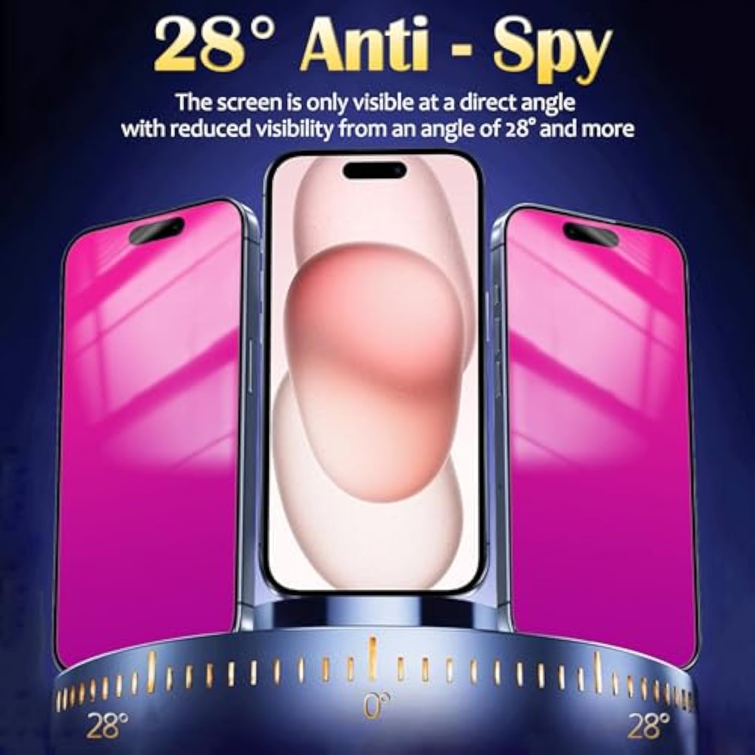 Compatible With Iphone 15 Privacy Screen Protector Tempered Glass 28 Degree Anti Spy Gradient Colorful Mirror Effect With Alignment Frame Full Coverage Anti Bluelight Bubble Free Film 2