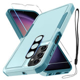 Case For Samsung Galaxy A16 5G, Full Body Heavy Duty Rugged Shockproof Protective Phone Cover With Lanyard Strap, Tempered Glass Screen Protector And Camera Lens Cover, Mint Green