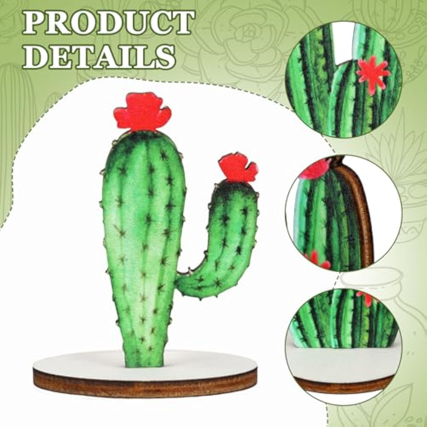 16 Pcs Wooden Cactus Party Decorations Cactus Wood Sign Centerpieces Tables Topper Decor For Baby Shower Birthday Classroom Supplies