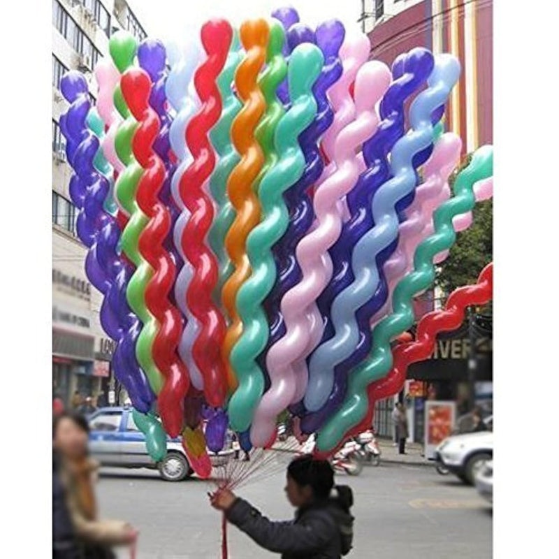 100Pcs 40Inch Latex Spiral Balloons, Colorful Unique Twisted Latex Bal