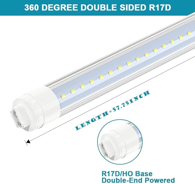 4 Pack 5FT LED Outdoor Tubes 36W 6000K Cool White R17D HO Base for Double Sided Signs