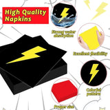 96Pcs Red Black Yellow Birthday Party Plates And Napkins For Cartoon Game Party Supplies Lightning Dessert Plates Cartoon Animated Parties Tableware Set For Kids 24 Guests Birthday Parties Decorations