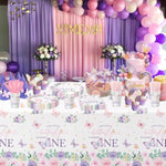 Butterfly First Birthday Plates And Napkins Party Supplies - Girl'S 1St Birthday Decorations, Plate, Cup, Napkin, Fork For One-Year-Old Party Tableware | Serves 24