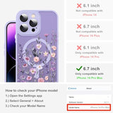 Upgraded Magnetic For Iphone 14 Pro Max Case 6.7" With Screen Protector [Compatible With Magsafe] Pretty Flower Floral Pattern Design, Shockproof Cover For Women Girls, Purple