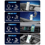 Wireless Car Charger, Fast Charging Phone Holder 3 In 1 Phone Mount Auto Clamping Car Accessories Compatible With Iphone 16 15 14 13 12 11 Xs Xr, Samsung S23 Ultra S22 S21 S20/S10+ S9+ Note 9