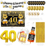 40Th Birthday Decorations For Men Women,Black And Gold Cheers To 40 Years Banner,40 Birthday Party Supplies,Happy 40Th Birthday Backdrop,40Th Birthday Balloons For Women Men