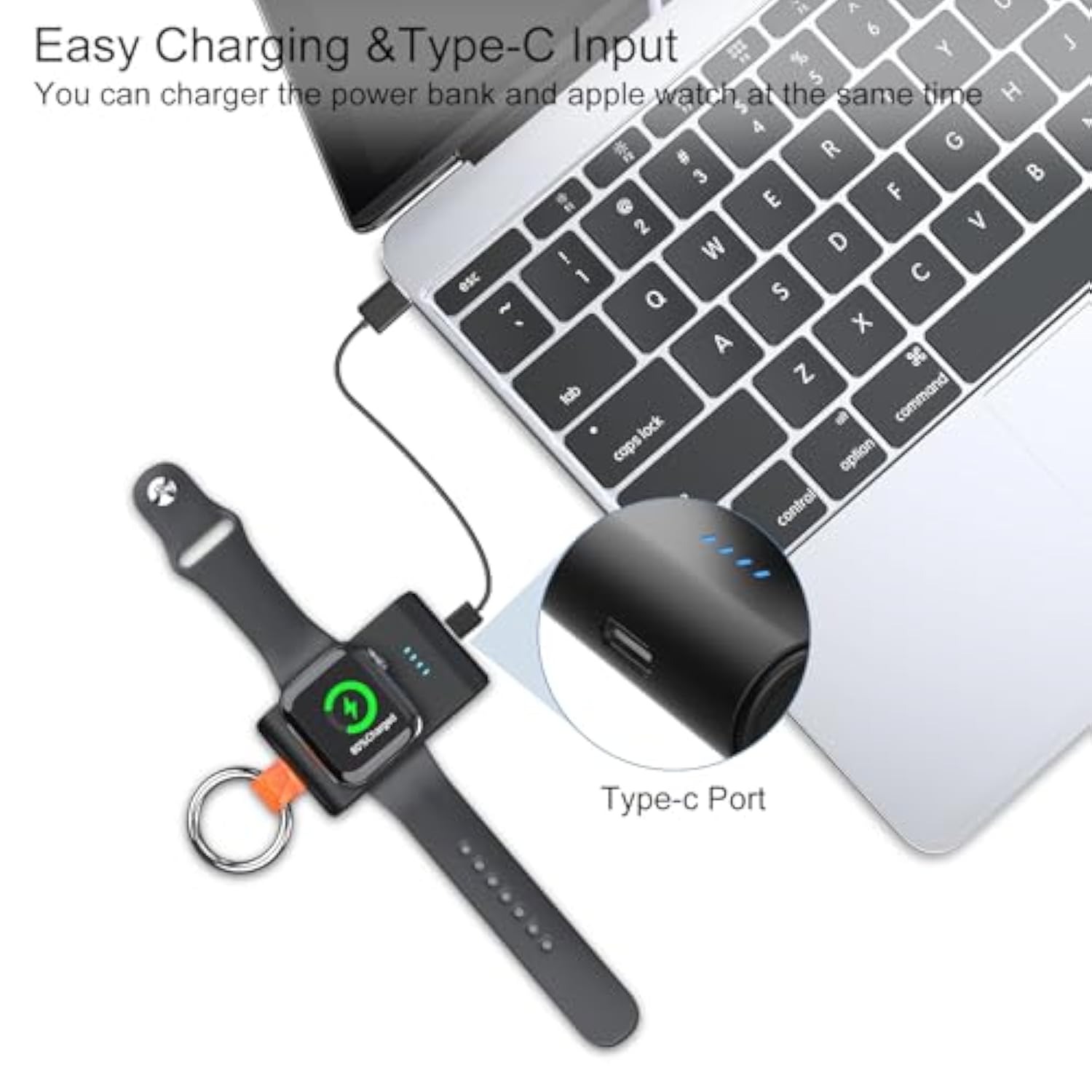 Portable Charger For Apple Watch, Raugee 1400Mah Travel Charging Wireless Usb-C Watch Charger For Iwatch Series 10/9/8/7/6/5/4/3/Ultra/Ultra 2 With Keychain