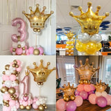 Gold Crown Balloons,14Pcs Rose Gold Foil Crown Balloons,27Inch And 12Inch Helium Polyester Film Balloon For Princess Prince Birthday Wedding Baby Shower Party Decorations