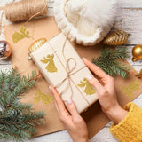 200Pcs Christmas Stickers Glitter Gold Angel Envelopes Seal Stickers Self-Adhesive Xmas Party Favor Sealing Labels For Holiday Business Wedding Invitations Greeting Cards Gifts Party Supplies