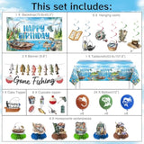 Fishing Birthday Party Decorations, 55 Pack Ofishally One Birthday Decorations, Gone Fishing Party Decorations Includes Backdrop, Tablecloth, Banner, Balloons, Centerpieces, Cupcake Toppers