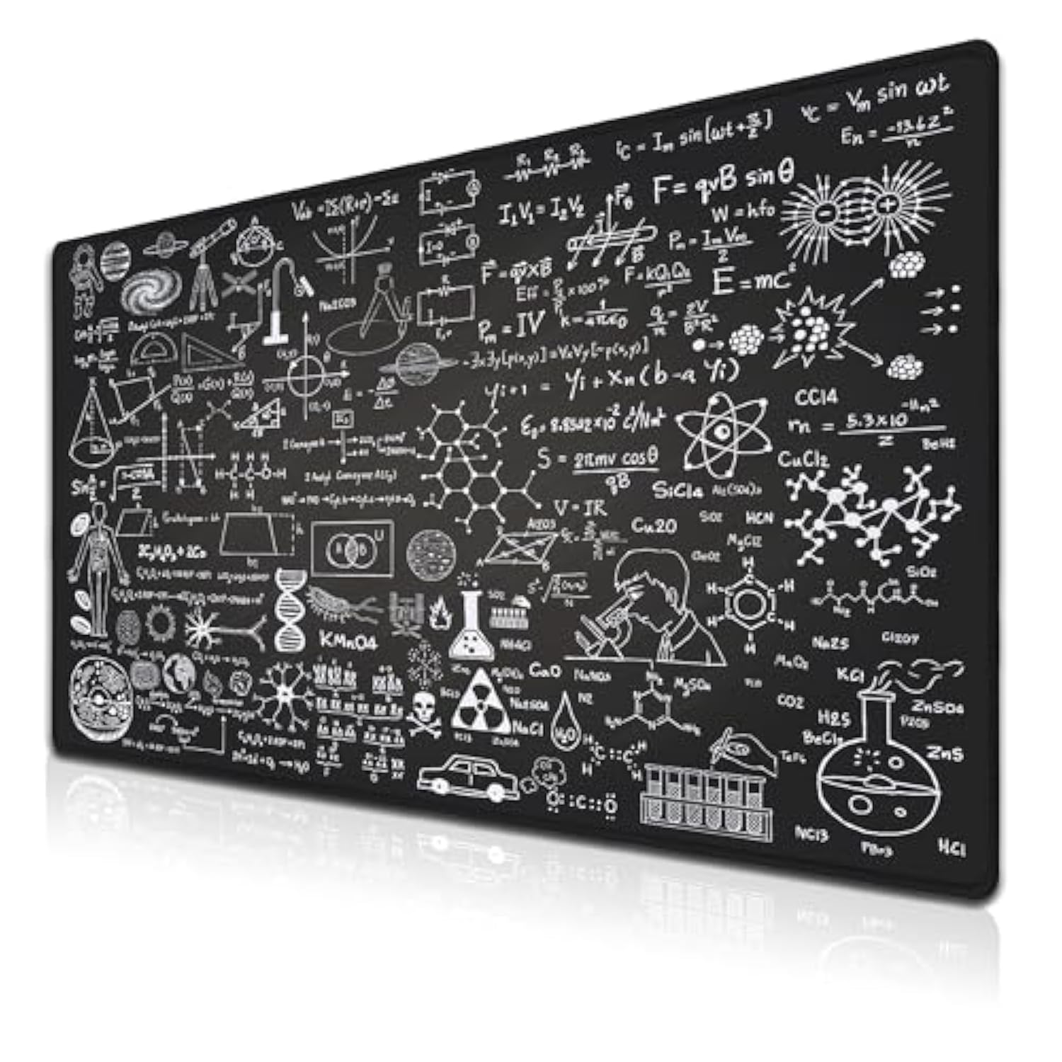 Large Mouse Mat Black Gaming Mousepad, Oversized Mouse Pads Long Desk Pad, Desktop Computer Pad Waterproof Non-Slip Rubber Base, 35.4 X 15.7 Inch For Work/Game/Office/Home Science Formulas