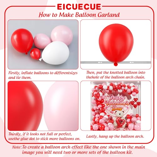 Valentines Day Balloons Garland Arch Kit - 147Pcs Different Size Red Pink White and Confetti Balloons with Heart Foil Balloon for Valentine's Day Galentine's Day Anniversary Party Decorations