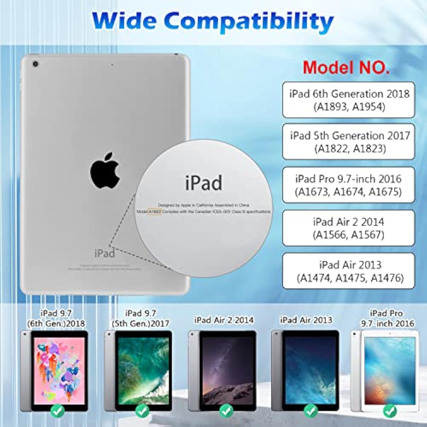 For Ipad 6Th 5Th Generation Cases 2018/2017, Ipad Air 2 Case 2014, Ipad Air 20