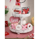 Xoxo Valentine'S Day Decor Valentines Decorations Wooden Sign Tiered Tray Decor Romantic Table Centerpiece Tabletop Wood Décor For Home Wedding Party