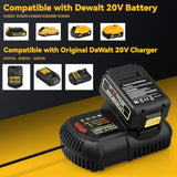 20V 6000Mah Replace Battery For Dewalt With Dcb112 Charger, 2 Packs 20V Max 6.0Ah Lithium Battery With 20V Charger Comaptible With Dewalt Dcf Dcd Dcg Series 20V Cordless Power Tools And Charger