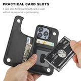 iPhone 15 Pro Wallet Case with Credit Card Holder, Black