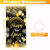 Happy New Year Door Cover 72x35 Inch Black Gold Balloon Firework Banner