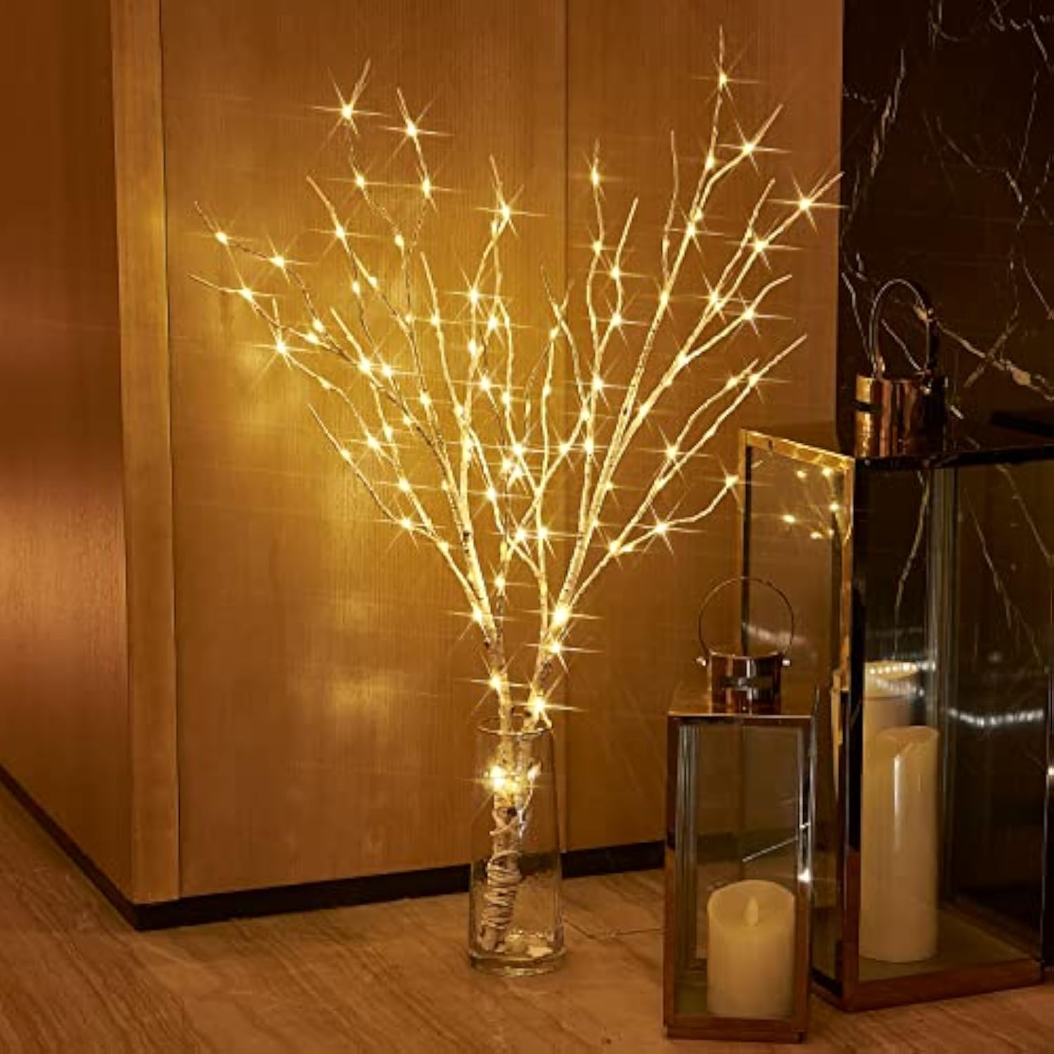 Lighted Birch Branches 32In 100 Led With Timer Battery Operated, Artificial Tree Branch With Warm,Willow Branch Lights For Home Bedroom Fireplace Christmas Holiday Decoration