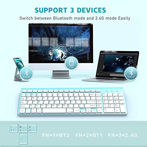J Wireless Keyboard, 2.4G Slim And Compact Wireless Keyboard With Numeric Keypad For Laptop, Macbook Air, Apple, Computer, Pc-Sliver&White