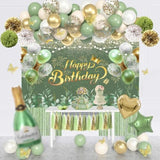 72x44" Greenery Sage Green Happy Birthday Banner Eucalyptus Glitter Backdrop Decor