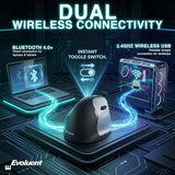 Inventor Of The Vertical Mouse Vmc Vertical Ergonomic Mouse Wireless Usb/Bluetooth Ergo Design For Right Hand M-L, Sculpted Comfort, 4 Speeds, Copy & Paste Buttons