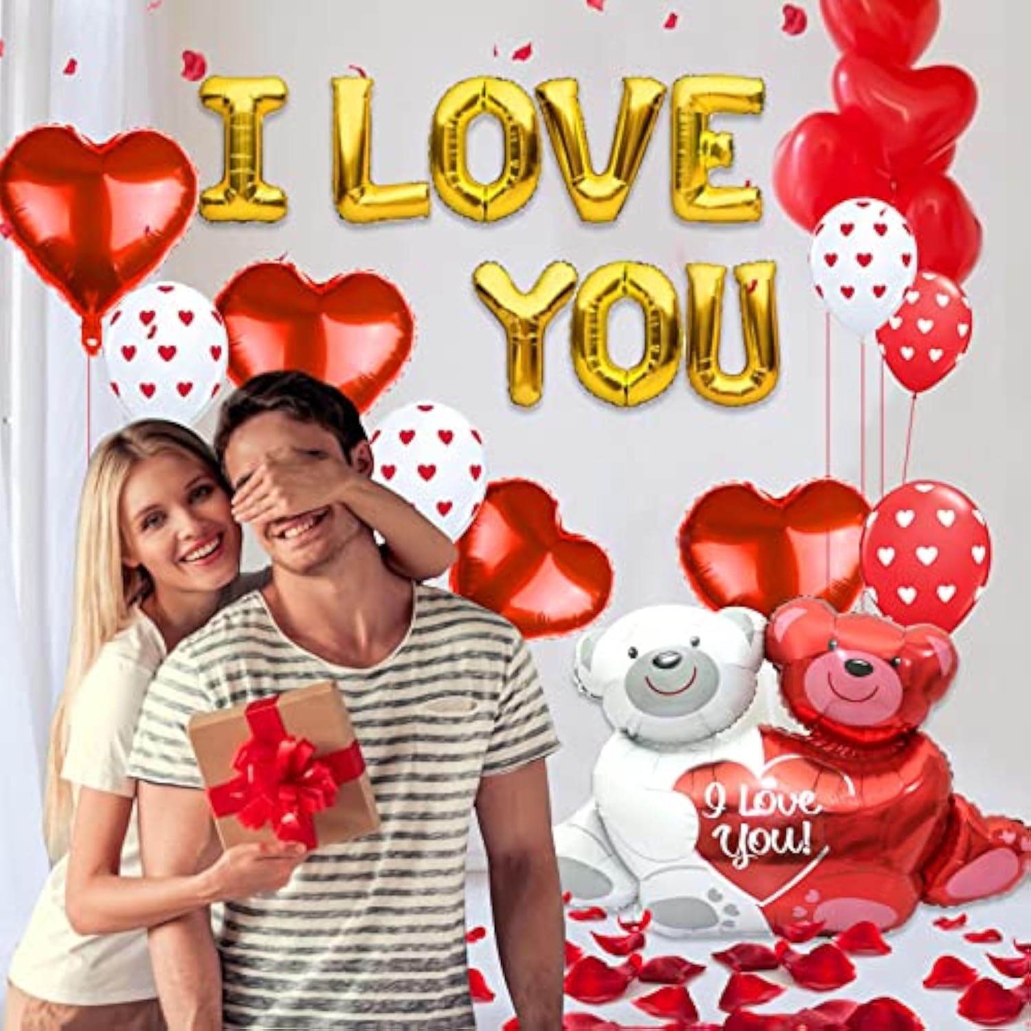 Valentines Day Balloons Decor 49 Pcs I Love You Balloons And Teddy Lov