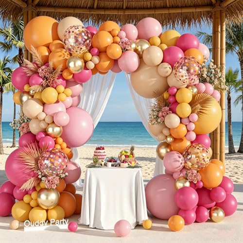 149Pcs Pink and Orange Balloon Garland Kit 18 12 10 5Inch