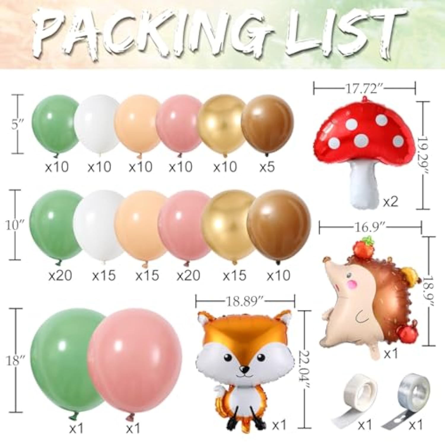 158Pcs Sage Green Pink Gold Woodland Balloon Garland Arch Kit,With Mushroom,Fox,Hedgehog Foil Balloons For Forest Fairy Wild Animal Theme Baby Shower Birthday Spring Garden Tea Party Decorations
