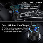 Type C Fast Car Charger For Samsung Galaxy A16/A15/A14/5G/S25/A56/A35/A55/A54/A13/S24 Fe/S24/S23 Ultra/S23/S22 Ultra/A53,Iphone 16E,3.4A Fast Charging Android Phone Car Charger Adapter 3Ft Usb C Cable