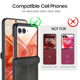 For Motorola Razr 2024 Case/Razr 2025 Case, Built-In Screen Protector & Hinge Protection & Ultra Thin Pu Leather Matte Pc Shockproof Cover Phone Case For Moto Razr 2024/2025(Black Gray)