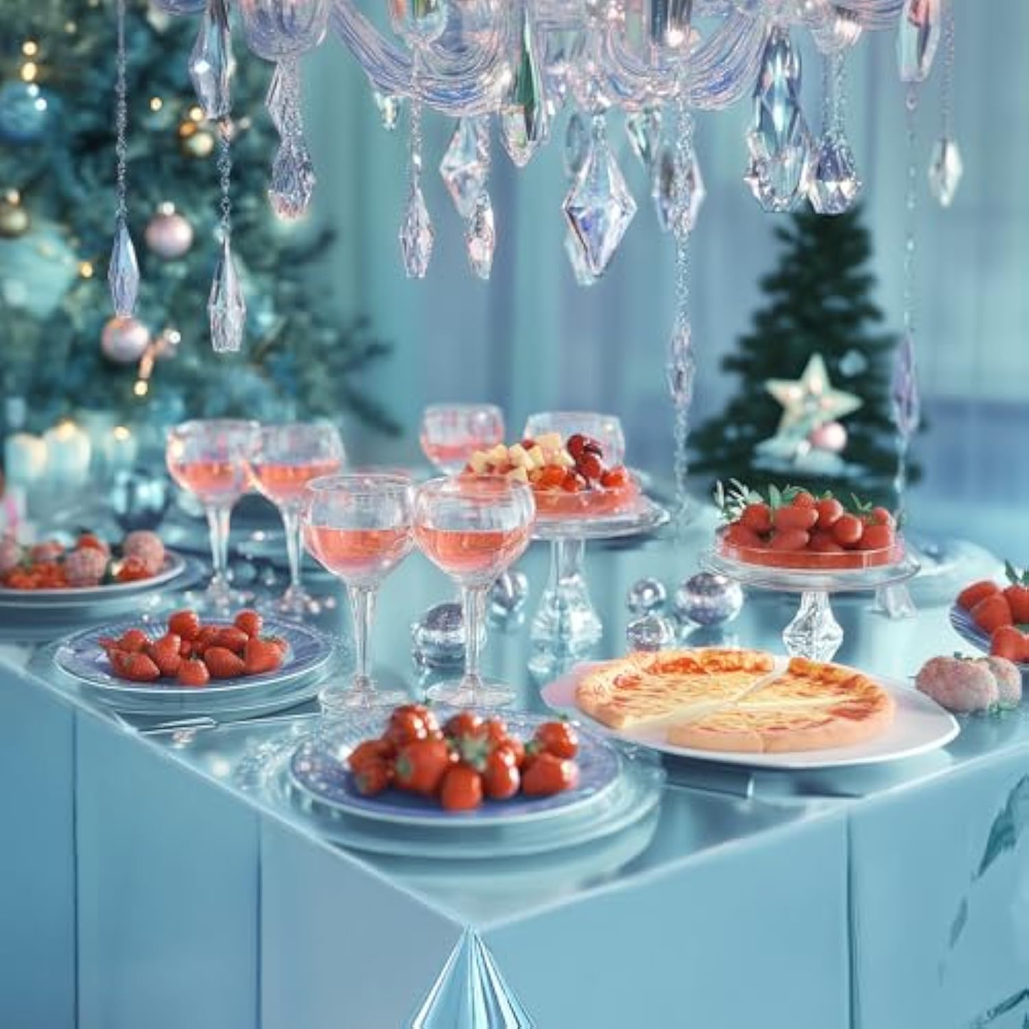 3 Pieces Light Blue & Dark Purple & Light Purple Foil Tablecloth 54*72Inch Plastic Birthday Party Table Cloths Disposable Waterproof Table Cover For Christmas Wedding Graduation Party Supplies