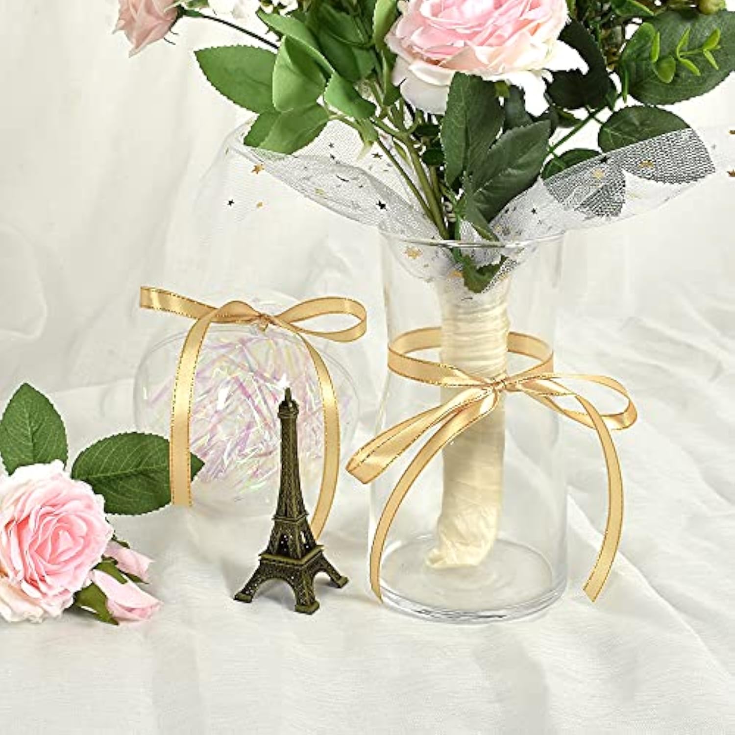 3/8 Inch X 25 Yds Thin Gold And Gold Satin Ribbon With Gold Edges Bord