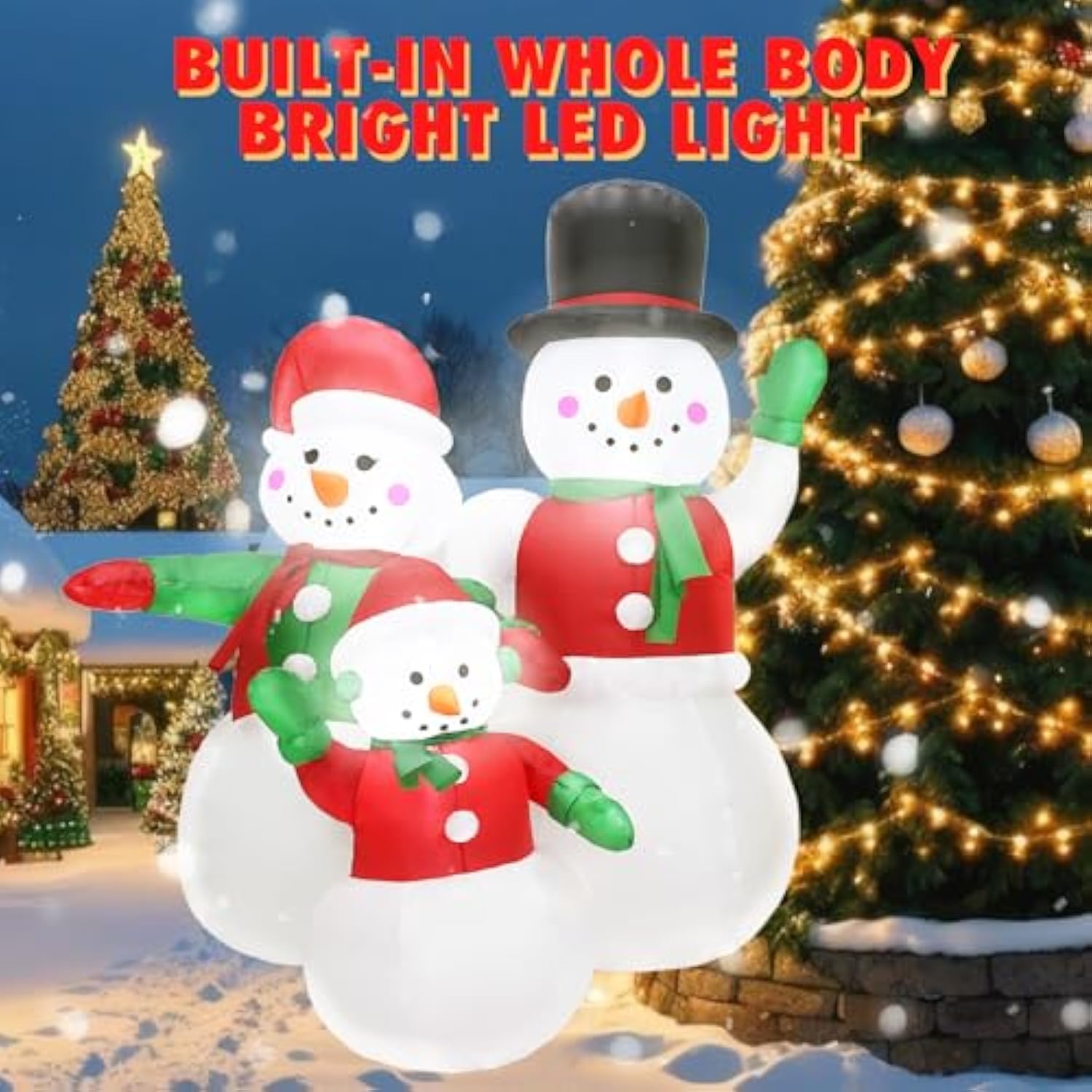 5 Ft Christmas Inflatables Snowman Family Outdoor Decoration With Built In Led Lights Blow Ups Christmas Snowman Decorat