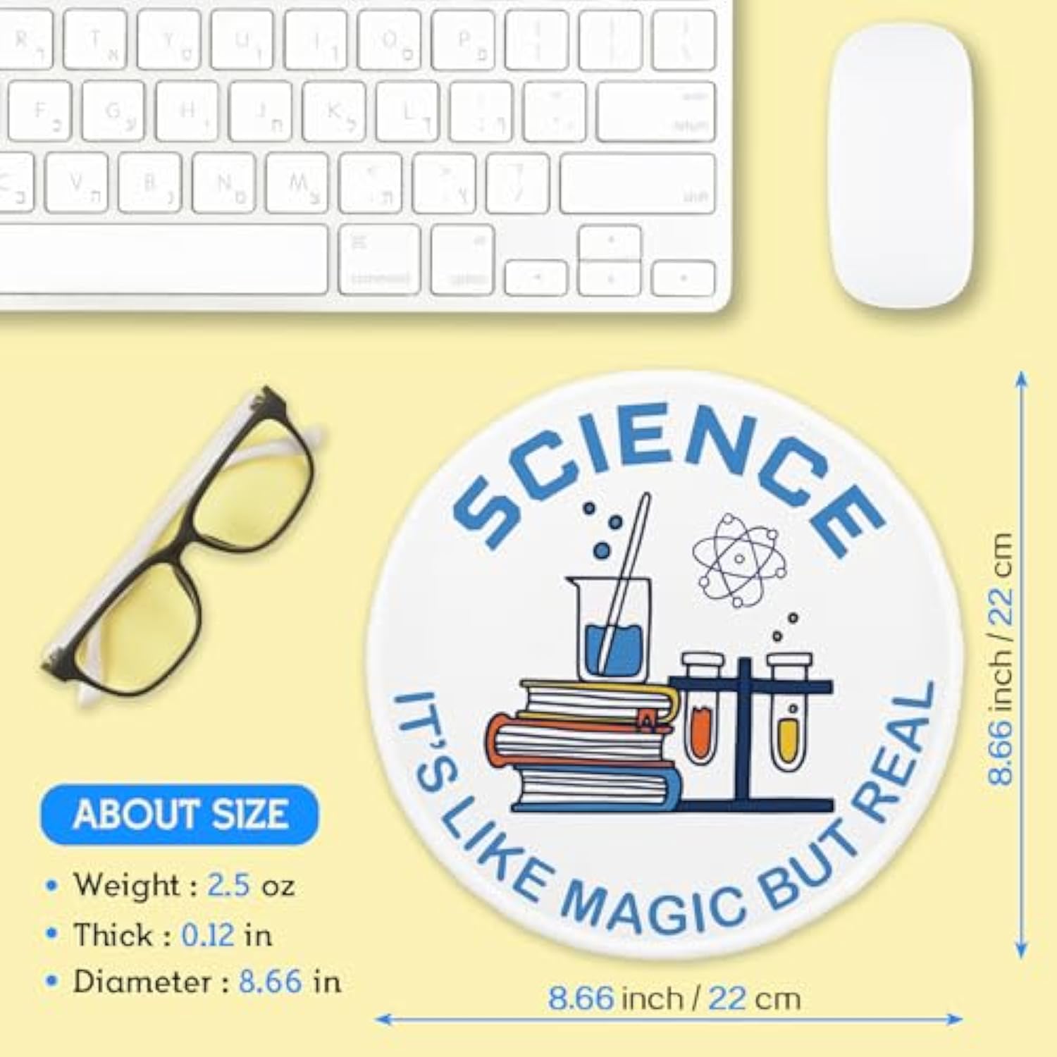 Lab Technician Mousepad, Office Gifts Mouse Pad With Stitched Edge Non-Slip Rubber Base, Cute Round Mouse Mat For Laptop Supplies, Scientist Mousepad Home Office Computer Desk Accessories