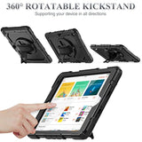 Case For 9Th/ 8Th/ 7Th Generation 10.2'', Shockproof With Screen Protector, Pencil Holder [360° Rotating Hand Strap] & Stand, For 10.2 Inch 2021-2019 (Black)