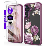 Purple Crystal Clear Flower Pattern Phone Case for Samsung Galaxy S26